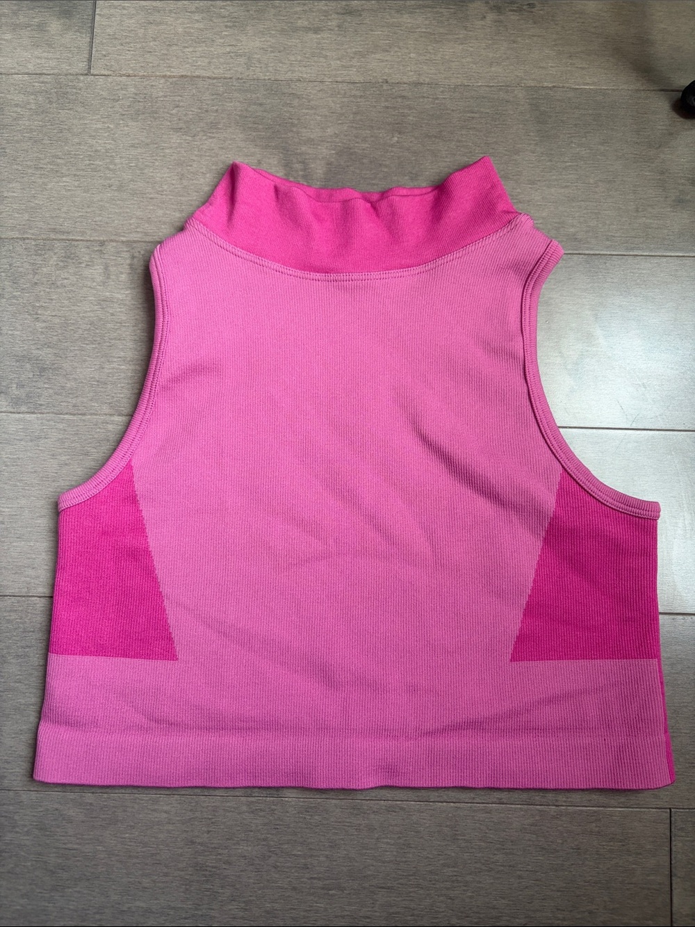 SHEIN Pink Contrast-Panel Mock Neck Tank